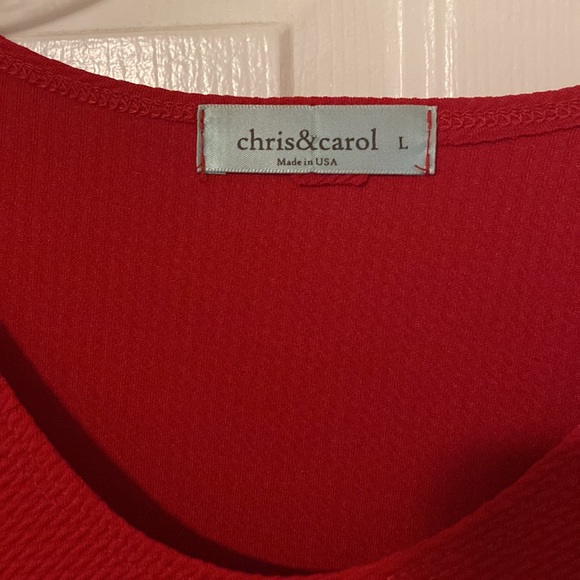 CHRIS & CAROL MADE IN THE USA red tunic 3/4 sleeve shirt - Picture 2 of 4
